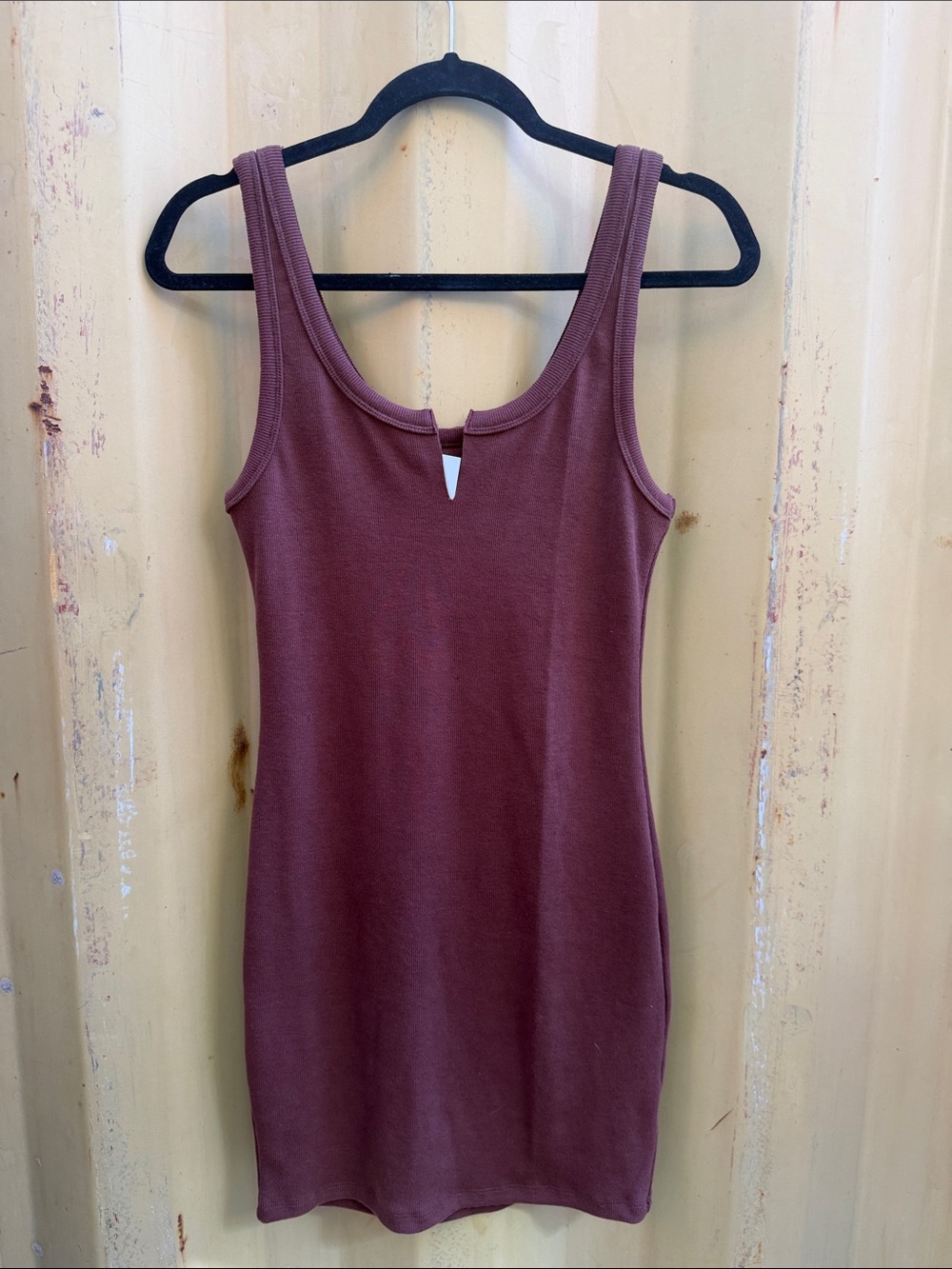 Sleeveless Ribbed Tank Dress - Mahogany